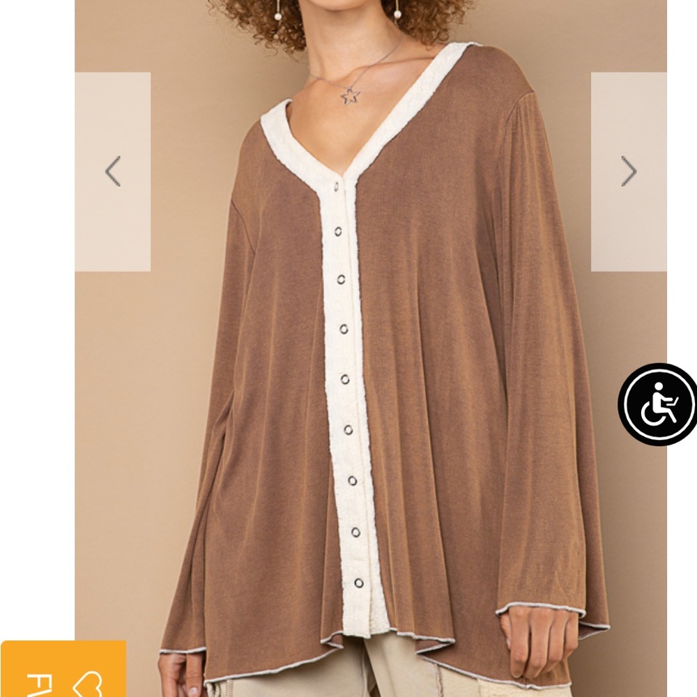 🌟SALE🌟Pol Brown Top - Picture 2 of 6
